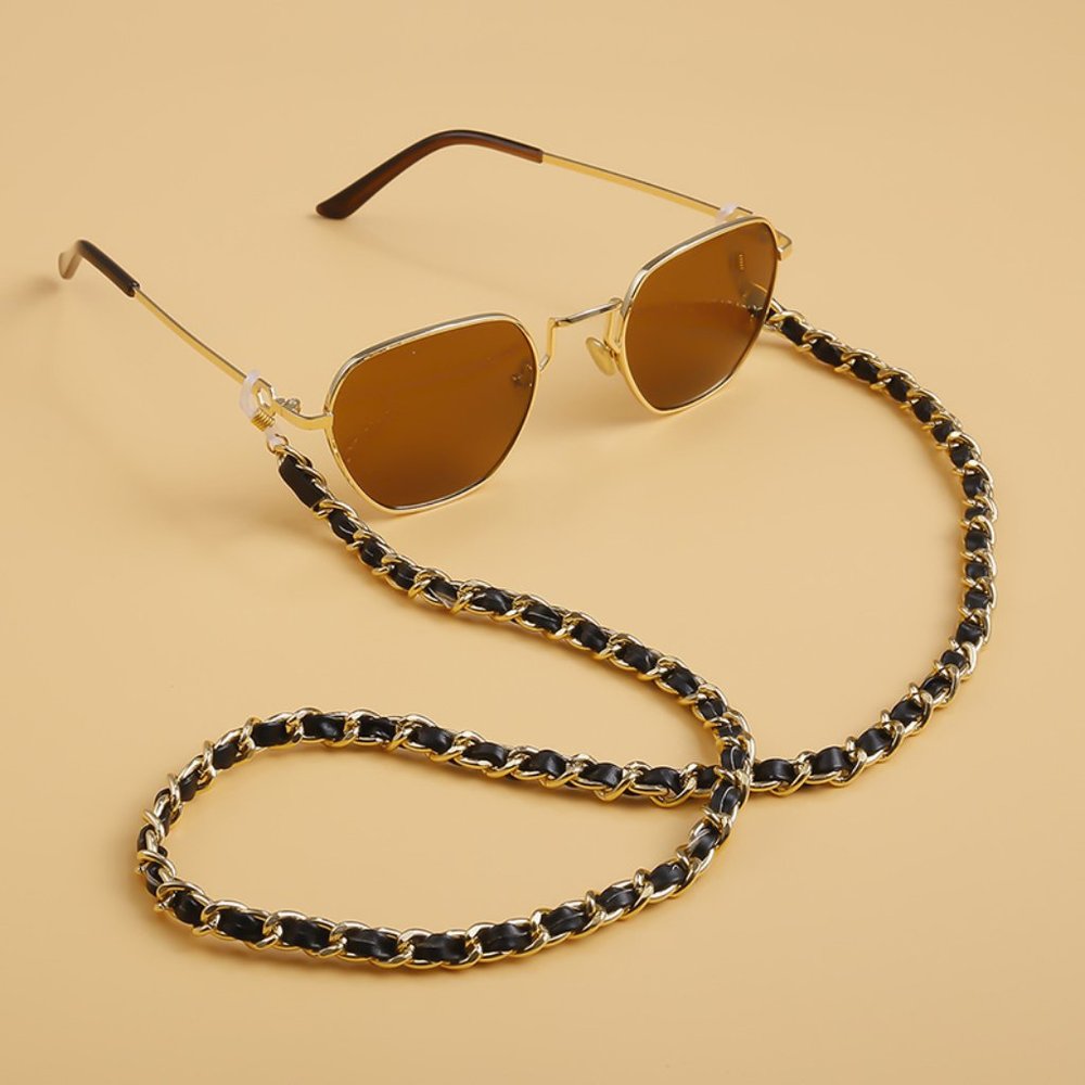 Sunglasses Chain/Holder Gold & Black Mask Holder